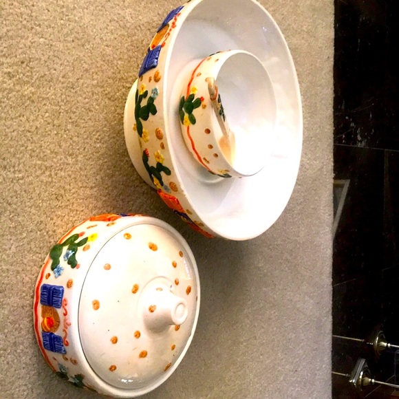 Southwest 6-Piece Glazed Ceramic Chip & Dip Large Serving Set - Picture 11 of 17